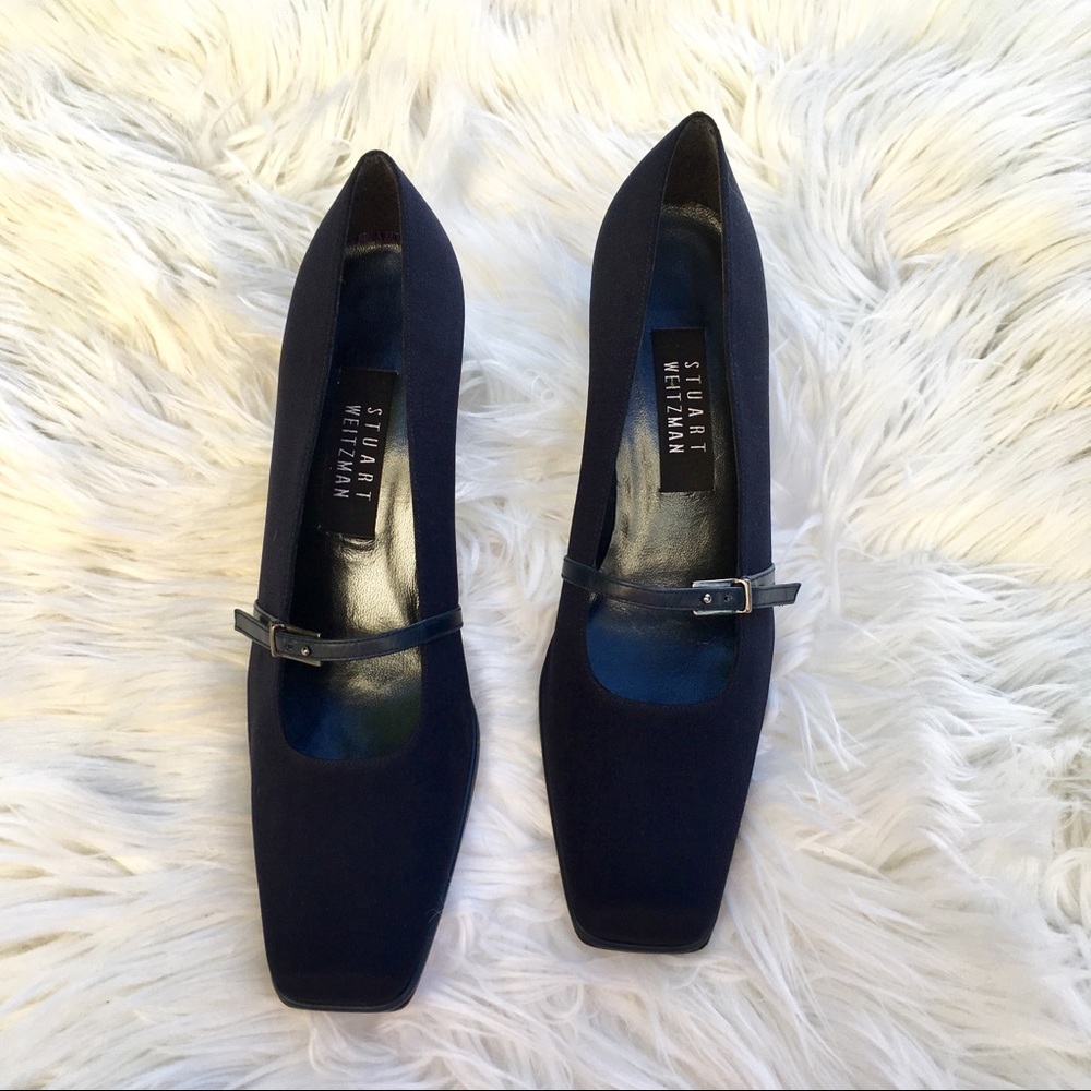 Vintage Stuart Weitzman canvas square heels